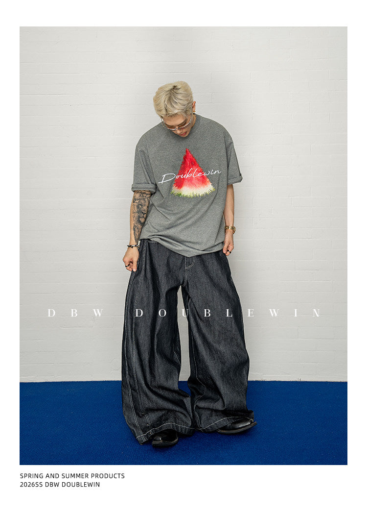 Contrast-Color Embroidered T-Shirt