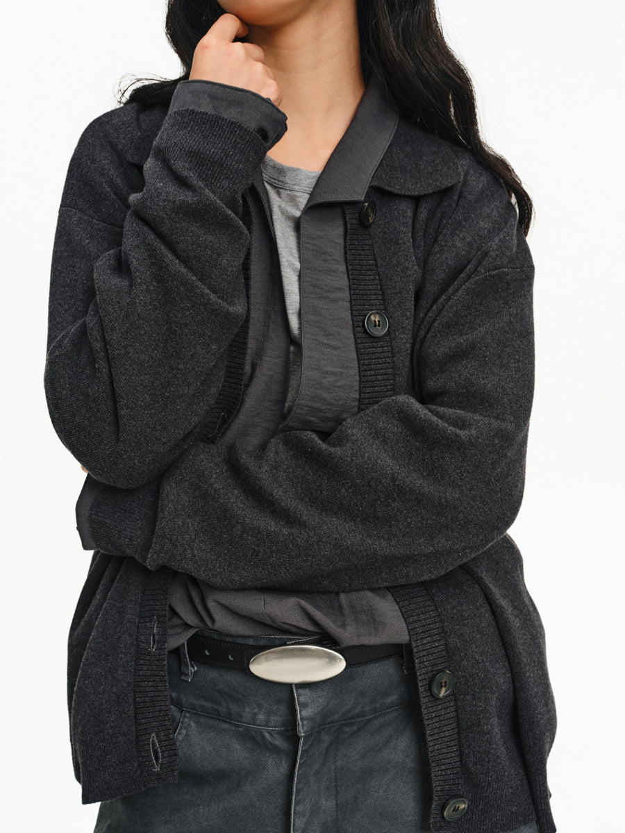 버튼 다운 카디건