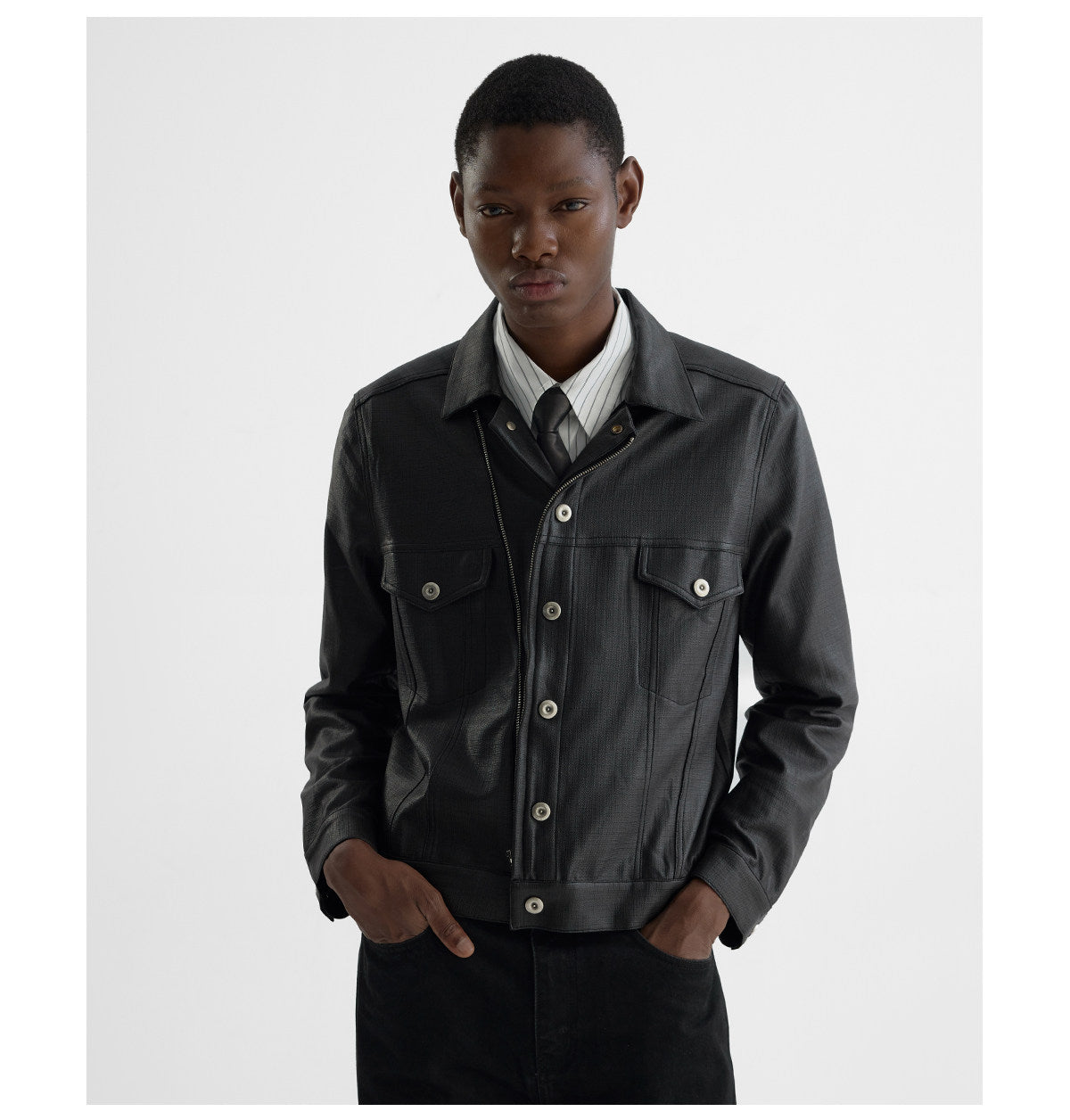 Coated Short Biker Jacket