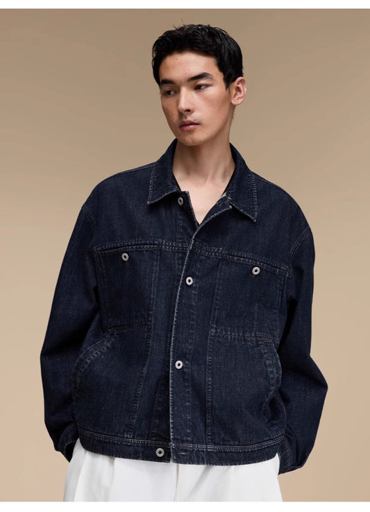 Washed 4-pocket denim jacket