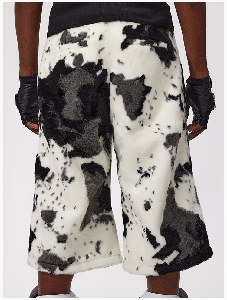 Original design cow print cropped shorts