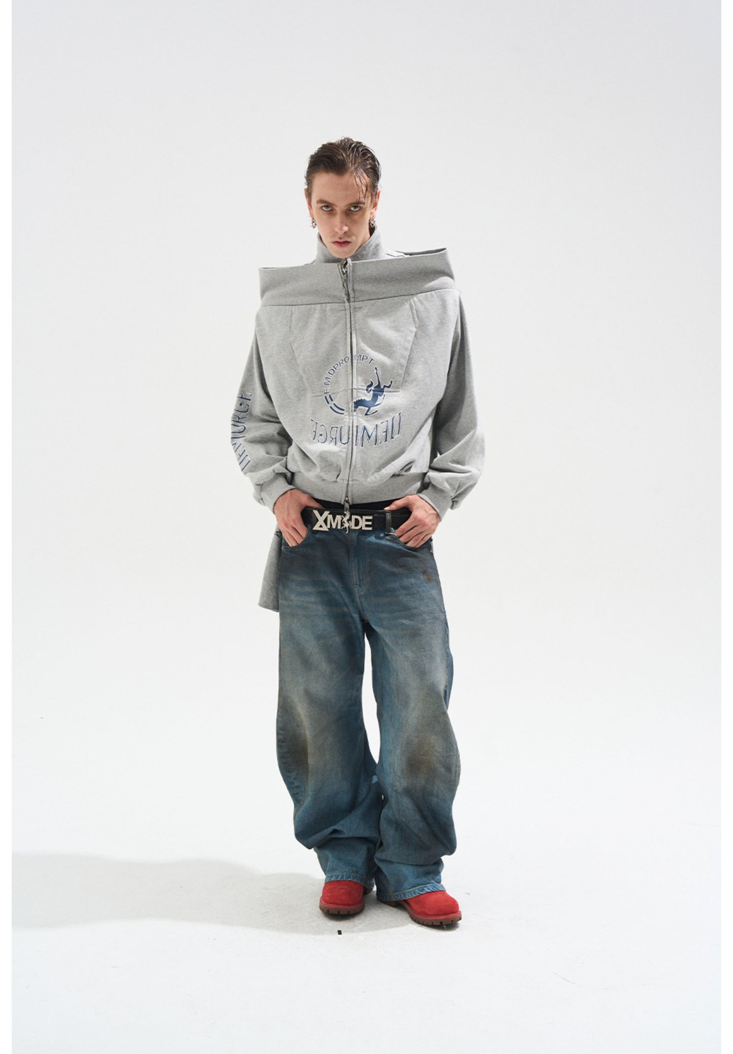 One-Shoulder Zipper Sweatshirt