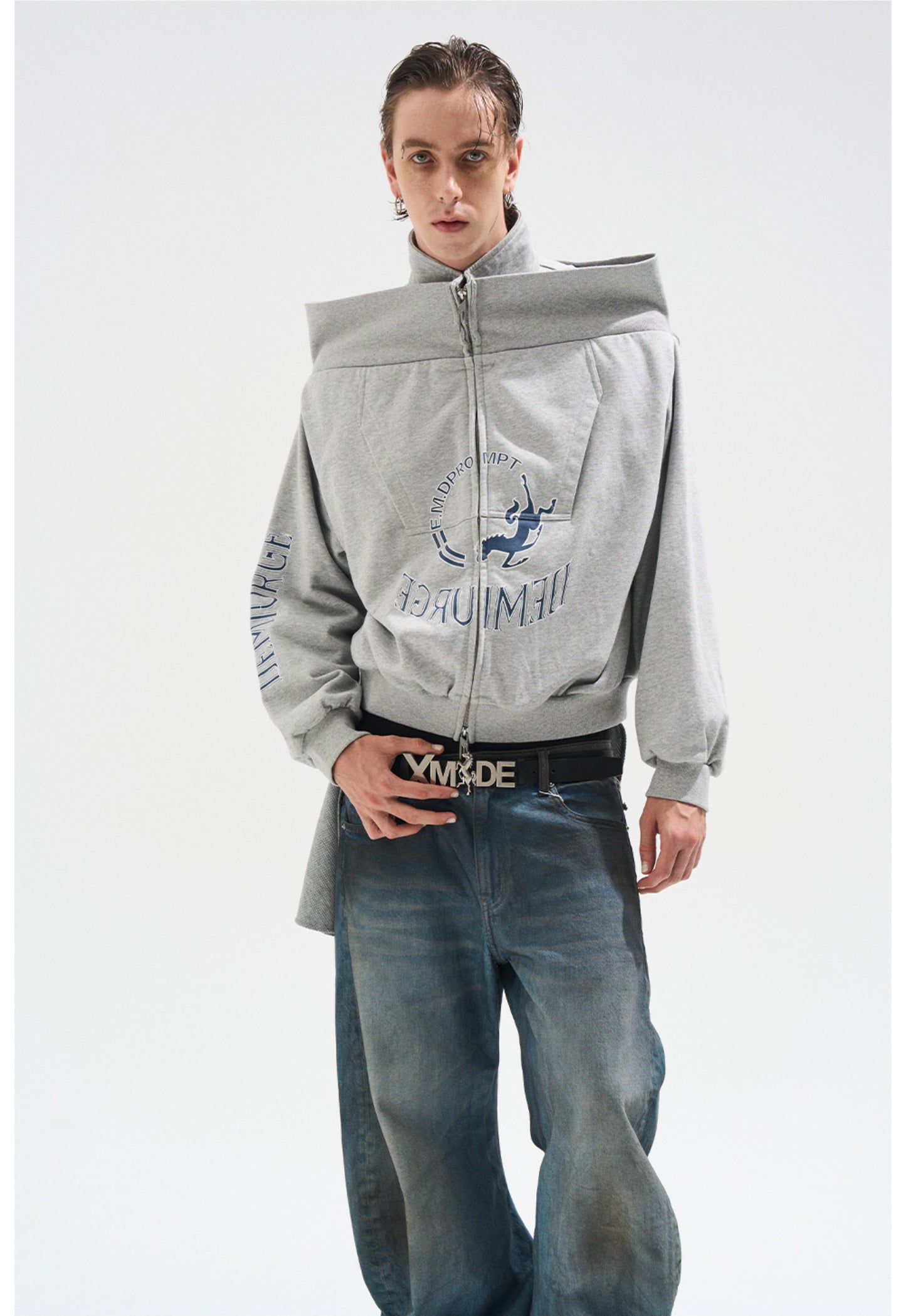 One-Shoulder Zipper Sweatshirt