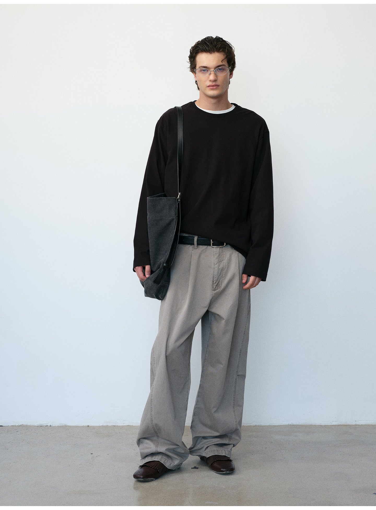 Brushed Cotton Crew Neck Basic T-Shirt