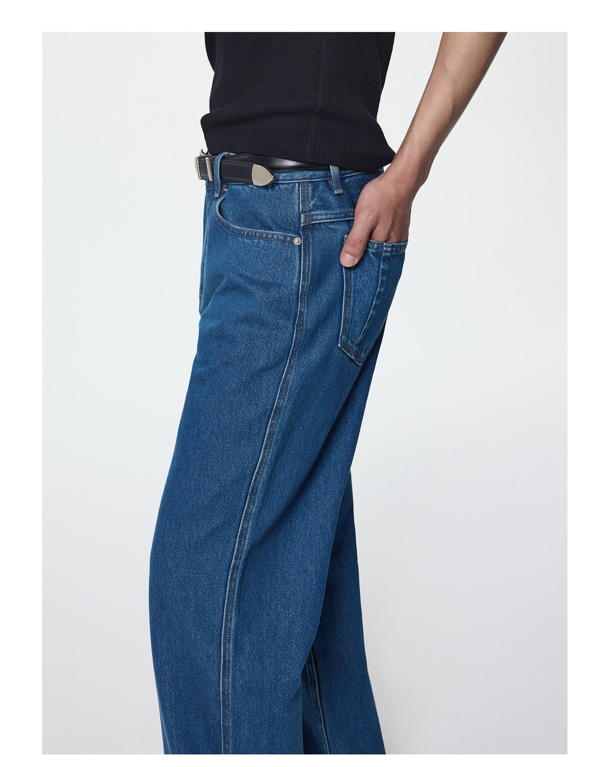 Tailored Washed Straight-Leg Jeans