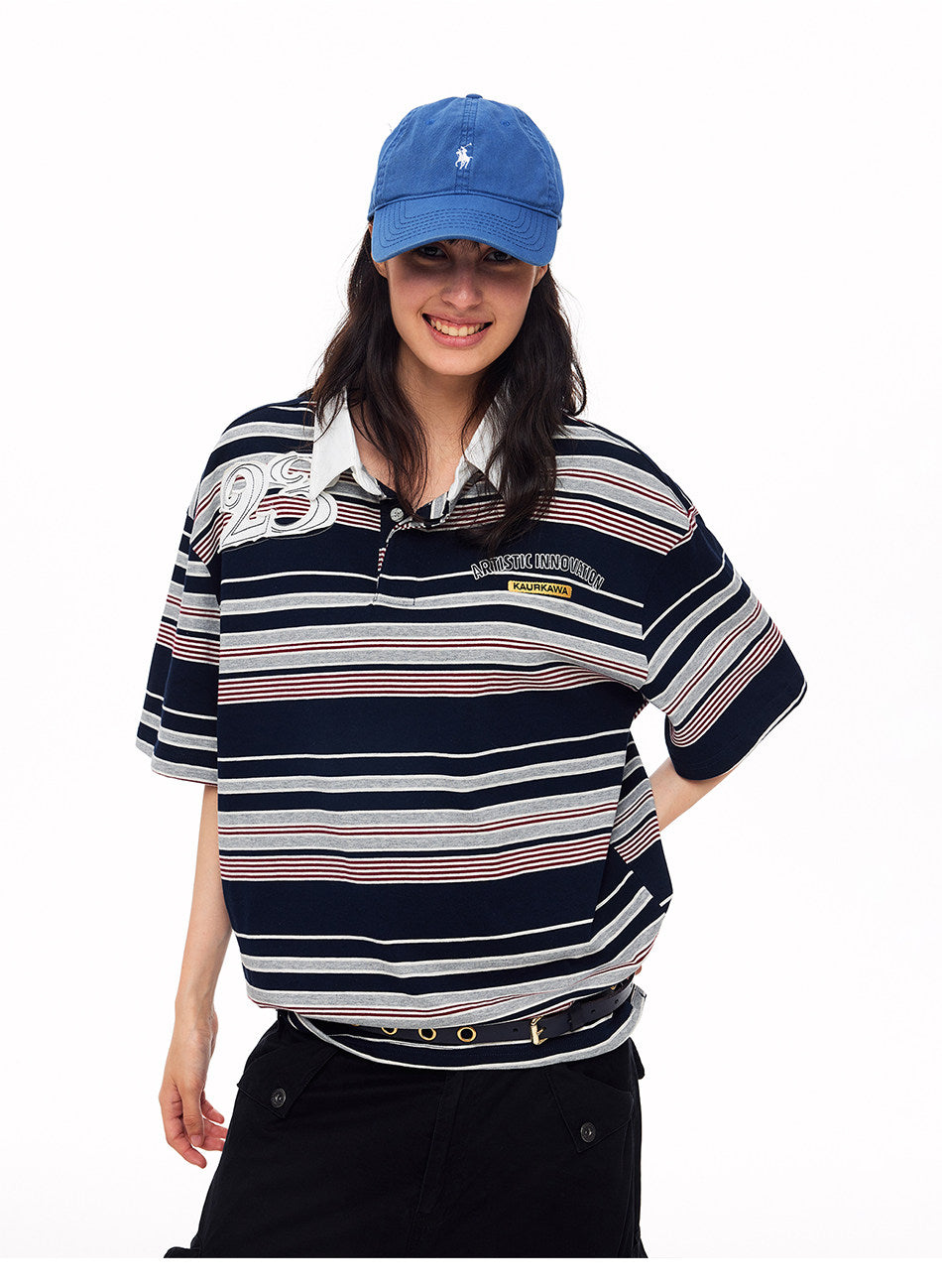 Contrast-Striped Polo Shirt