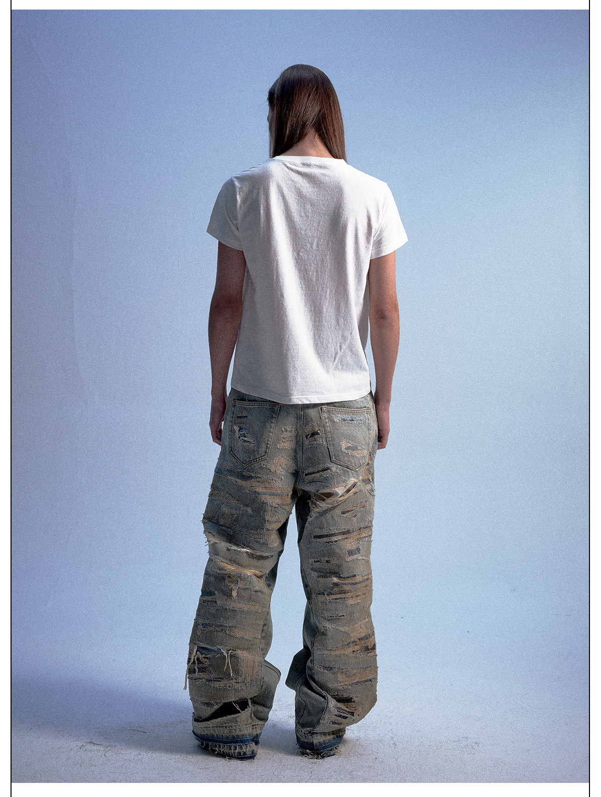 Vintage-Style Washed Wide-Leg Denim Pants
