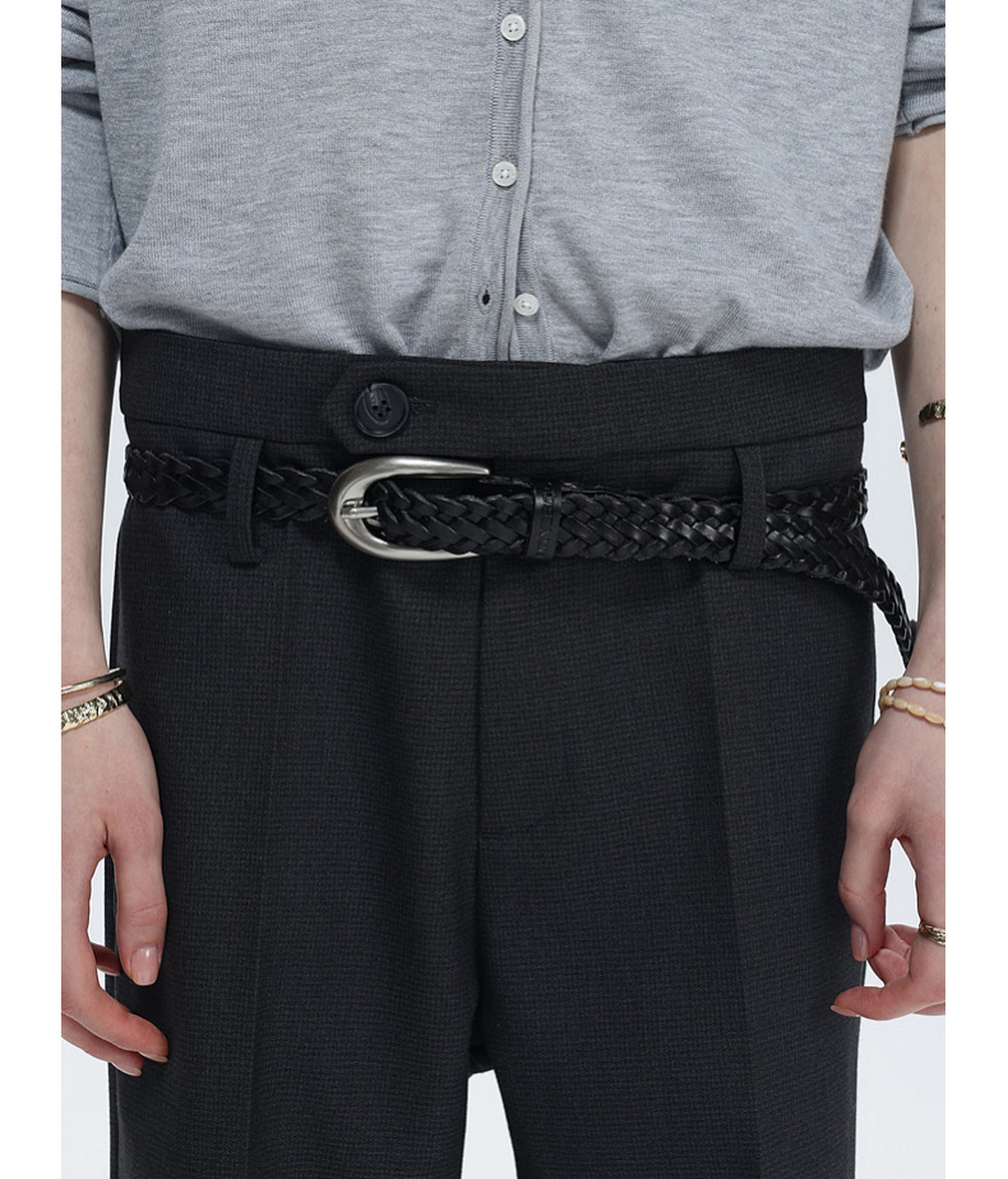 Straight-Pleated Casual Pants