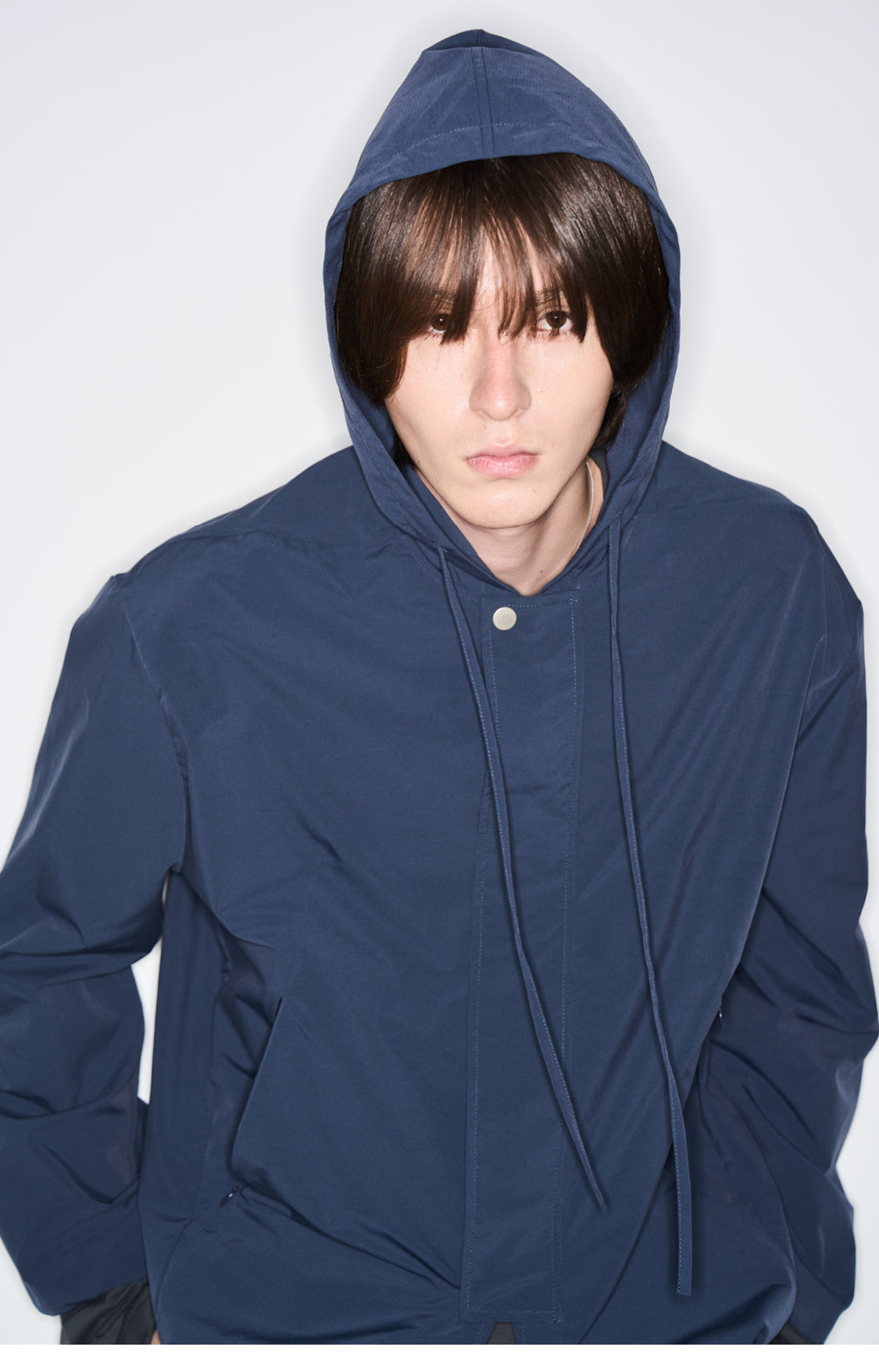 Metal Snap Button Coach Jacket with Hood