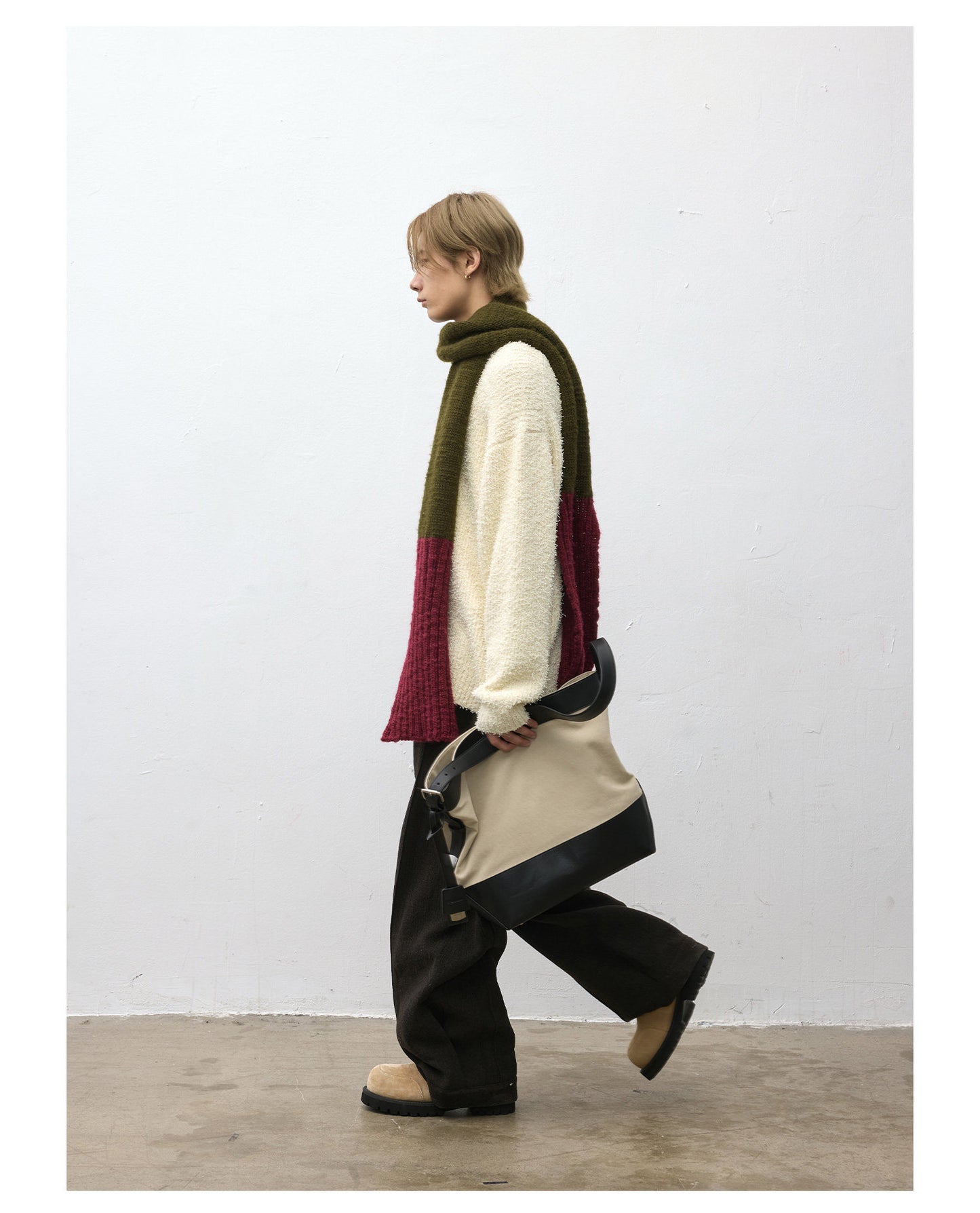 Leather Patchwork Washed Shoulder Bag