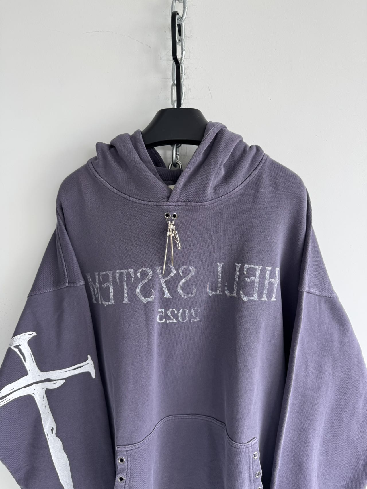 Damaged Rivet Metal Loose Hoodie