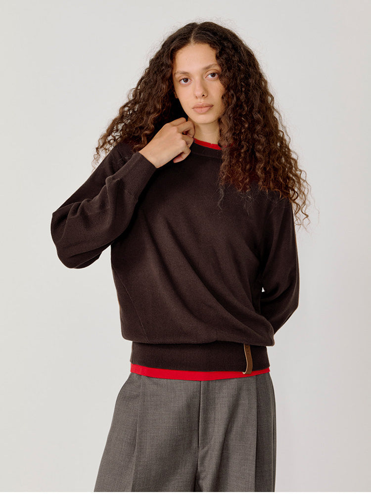 Logo Leather Label Loose-Fit Sweater