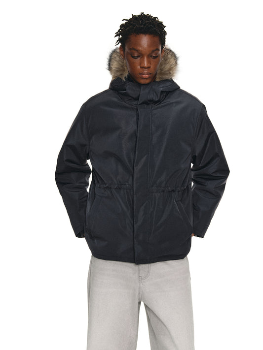 Water-repellent fur collar jacket