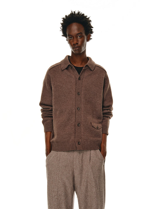 Collar-style knit cardigan