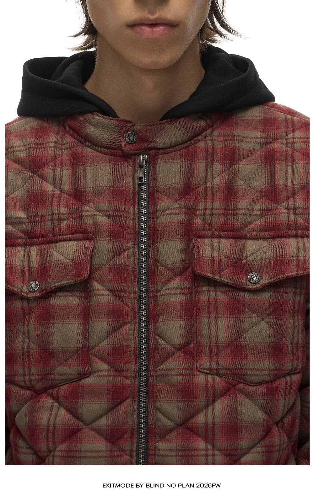 Casual Cotton Jacket with Diamond Pattern