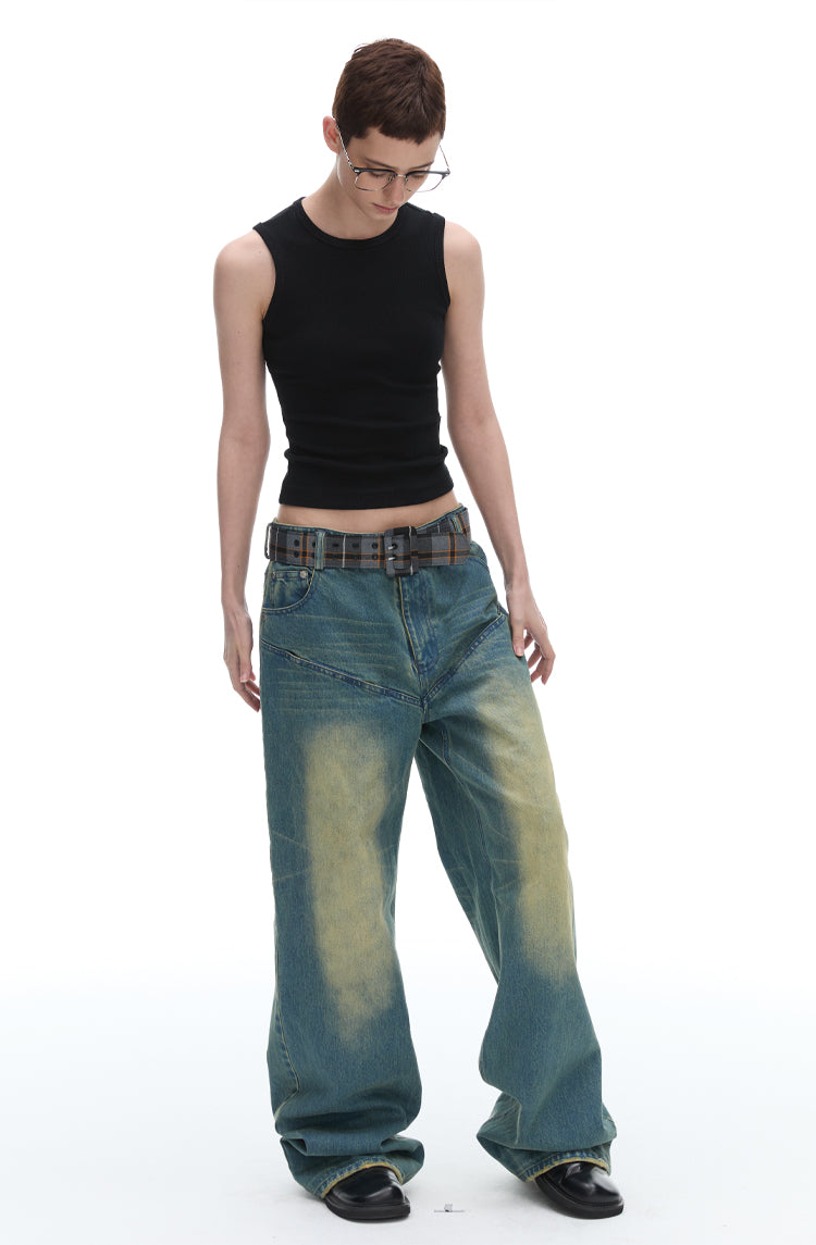 Vintage Washed Wide Leg Jeans