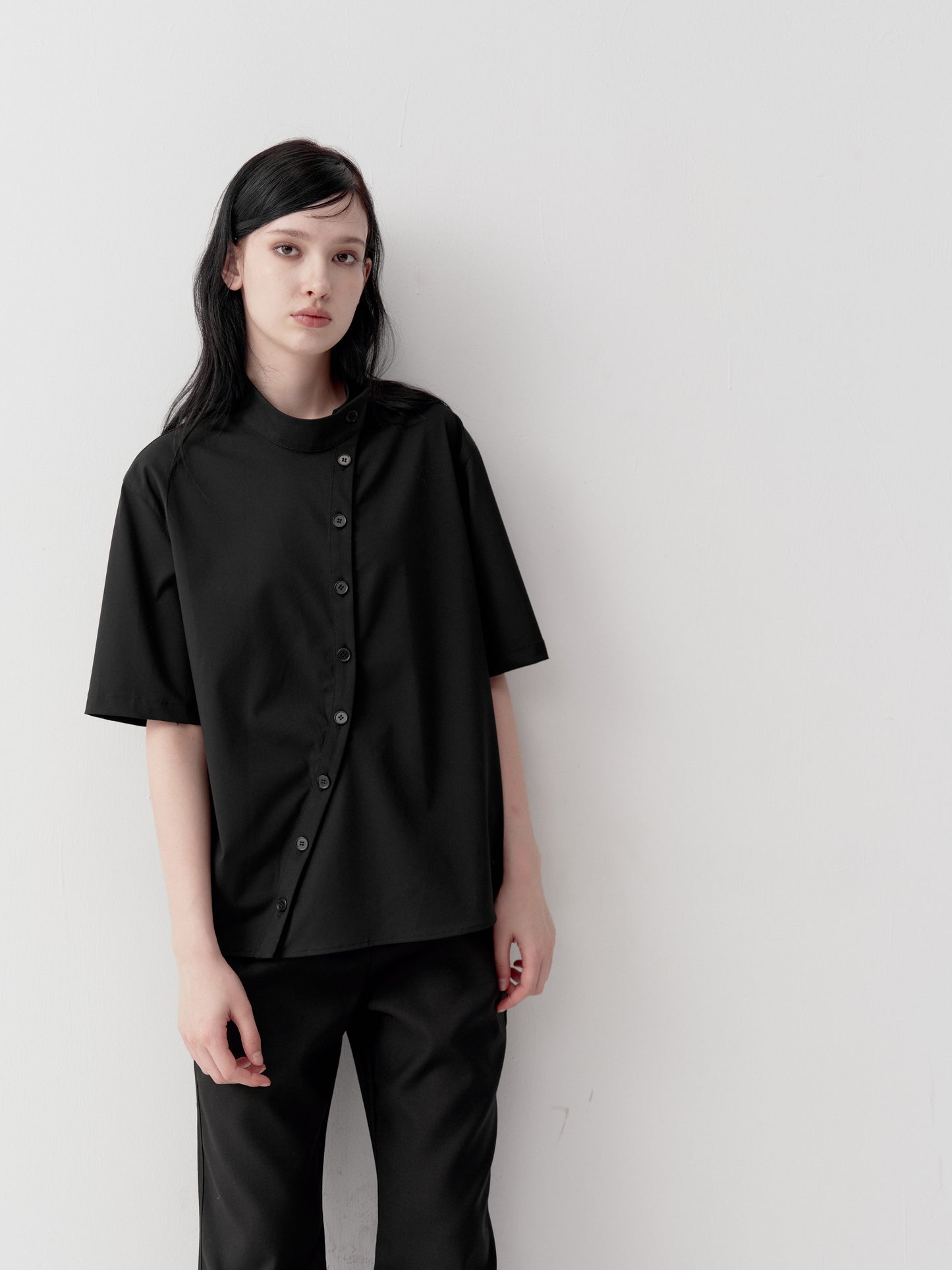 Lightweight Shirt with Stand-Up Collar