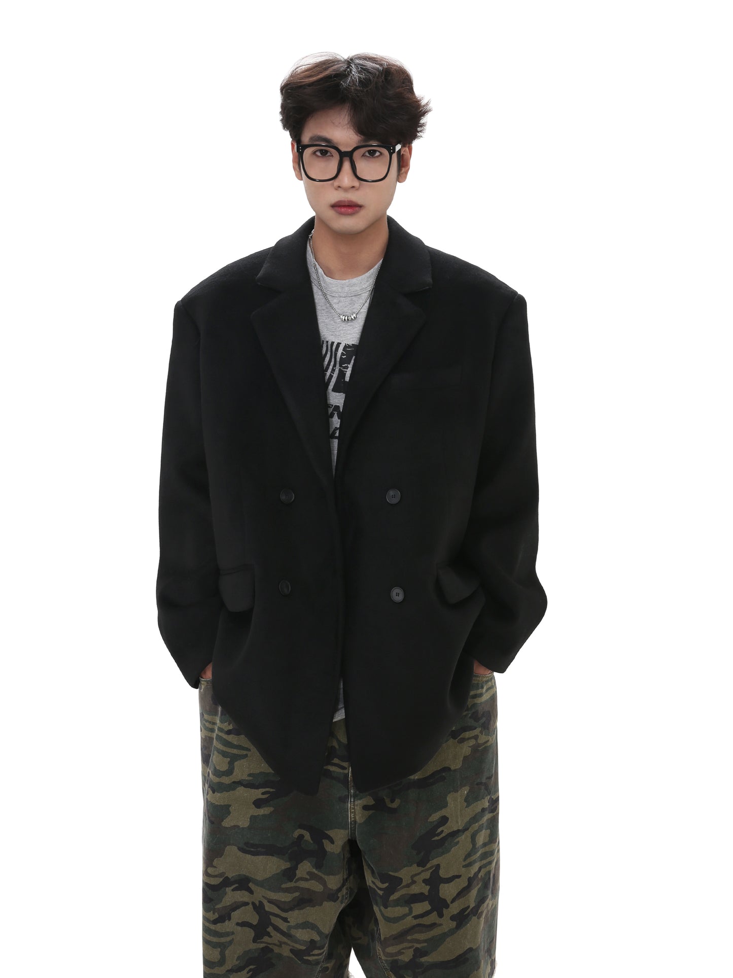 Wide Shoulder Wool Jacket