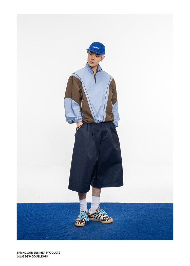 Gathered Relaxed-Fit Casual Shorts