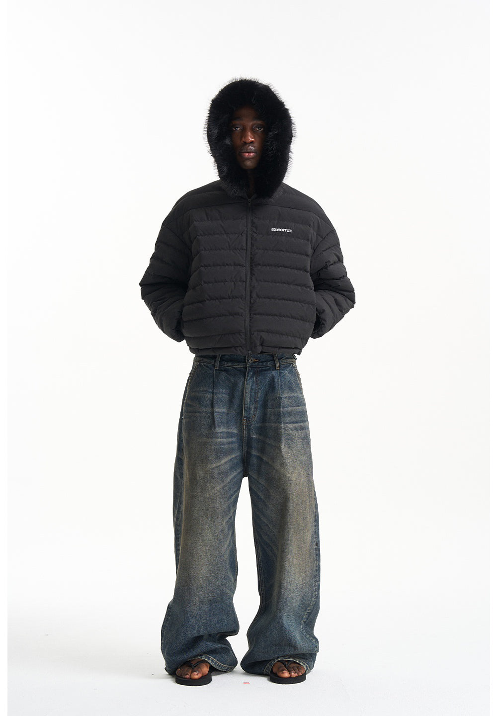 Detachable fur collar down jacket