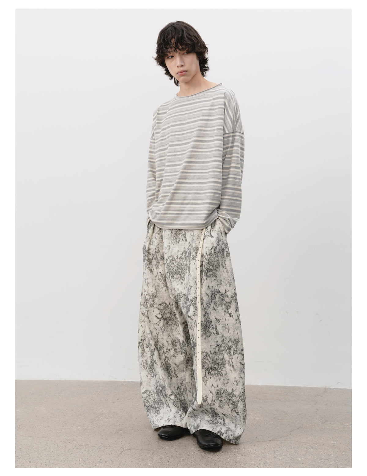 Drop shoulder striped T-shirt