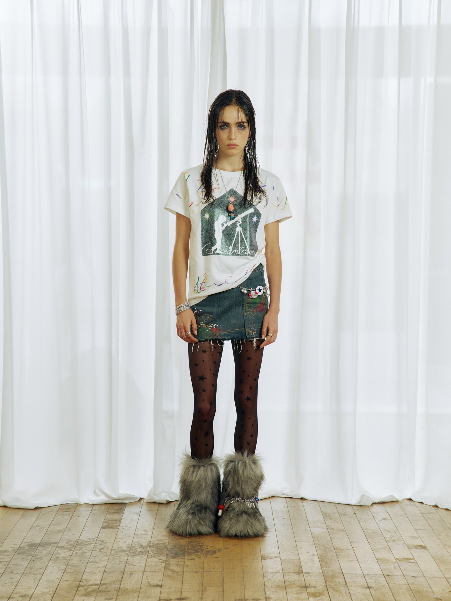 Handmade Ink Glitter Print T-Shirt