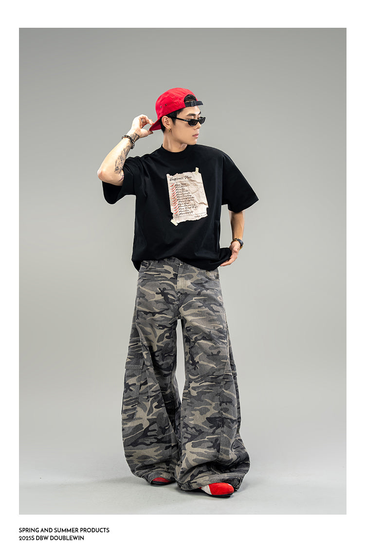 Damage Print Cotton T-Shirt