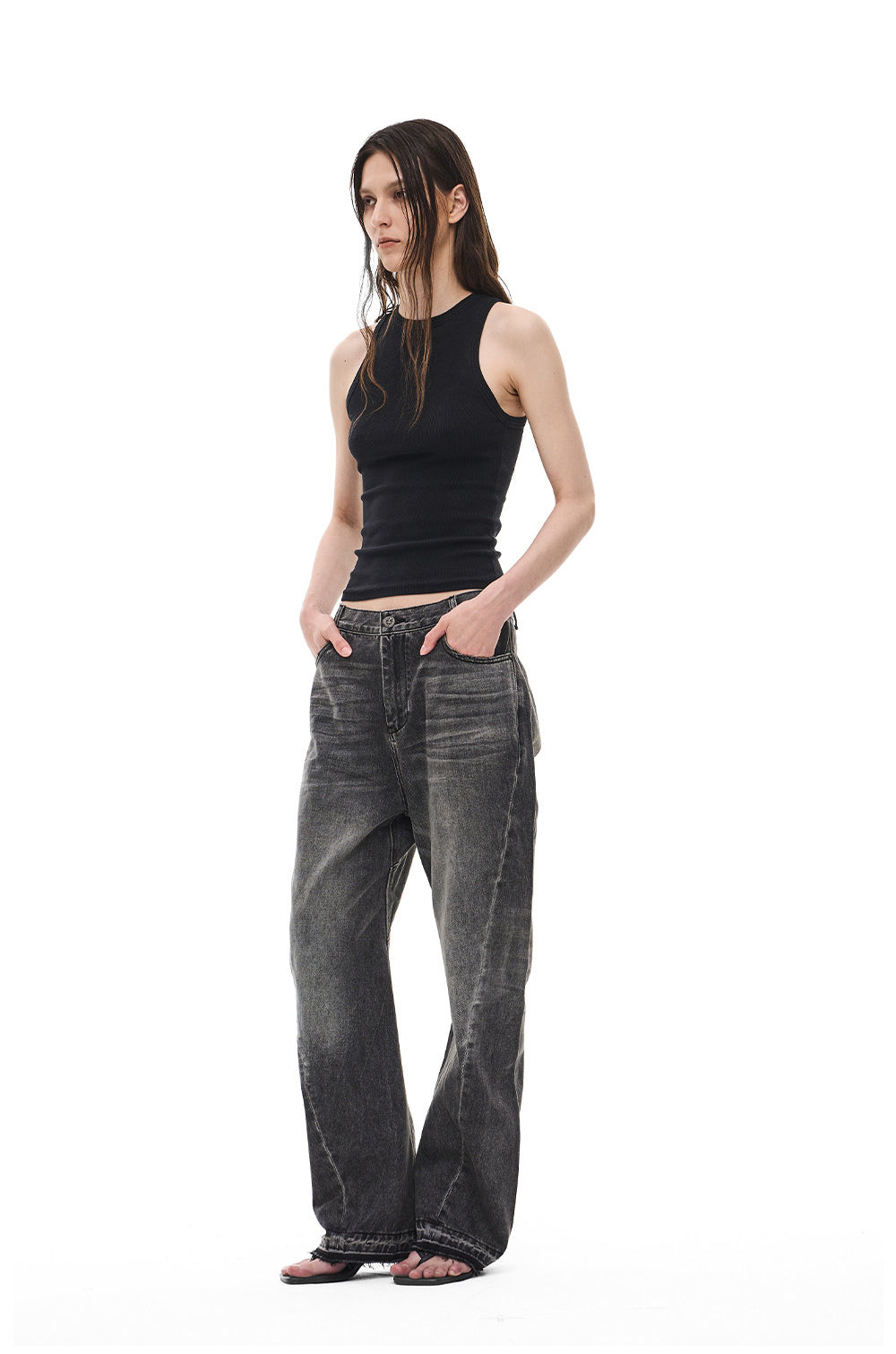 Vintage Washed Smoke Black Jeans