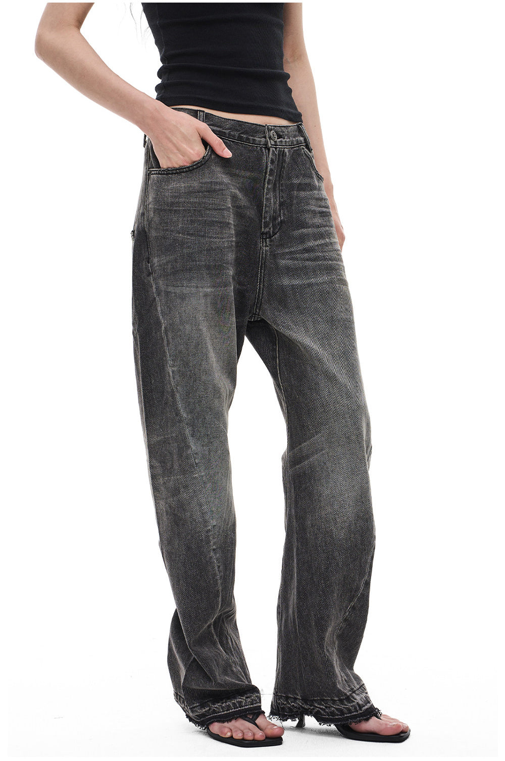 Vintage Washed Smoke Black Jeans