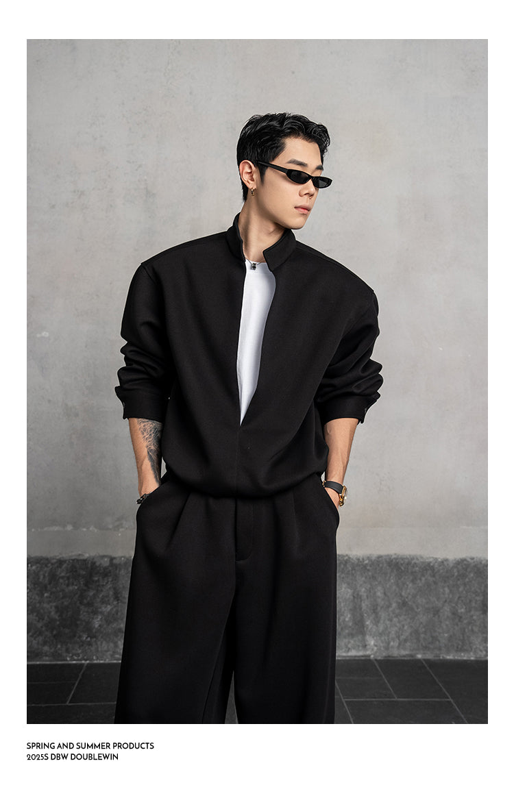 Stand-up collar sweatshirt set