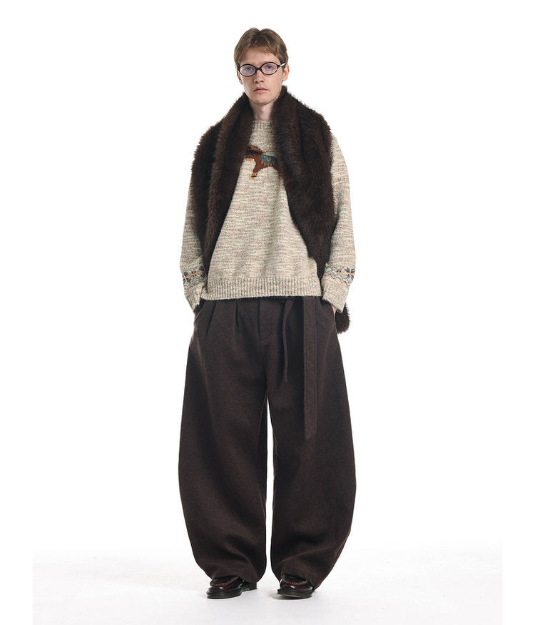 Unisex Tassel Jacquard Pony Sweater