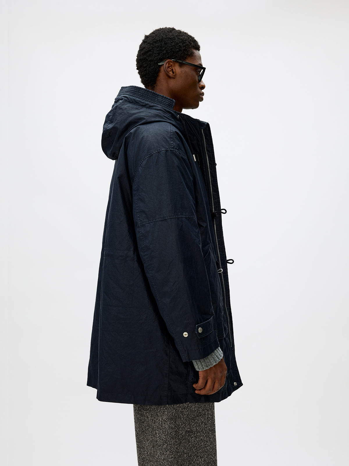 Hooded Toggle Button Coat