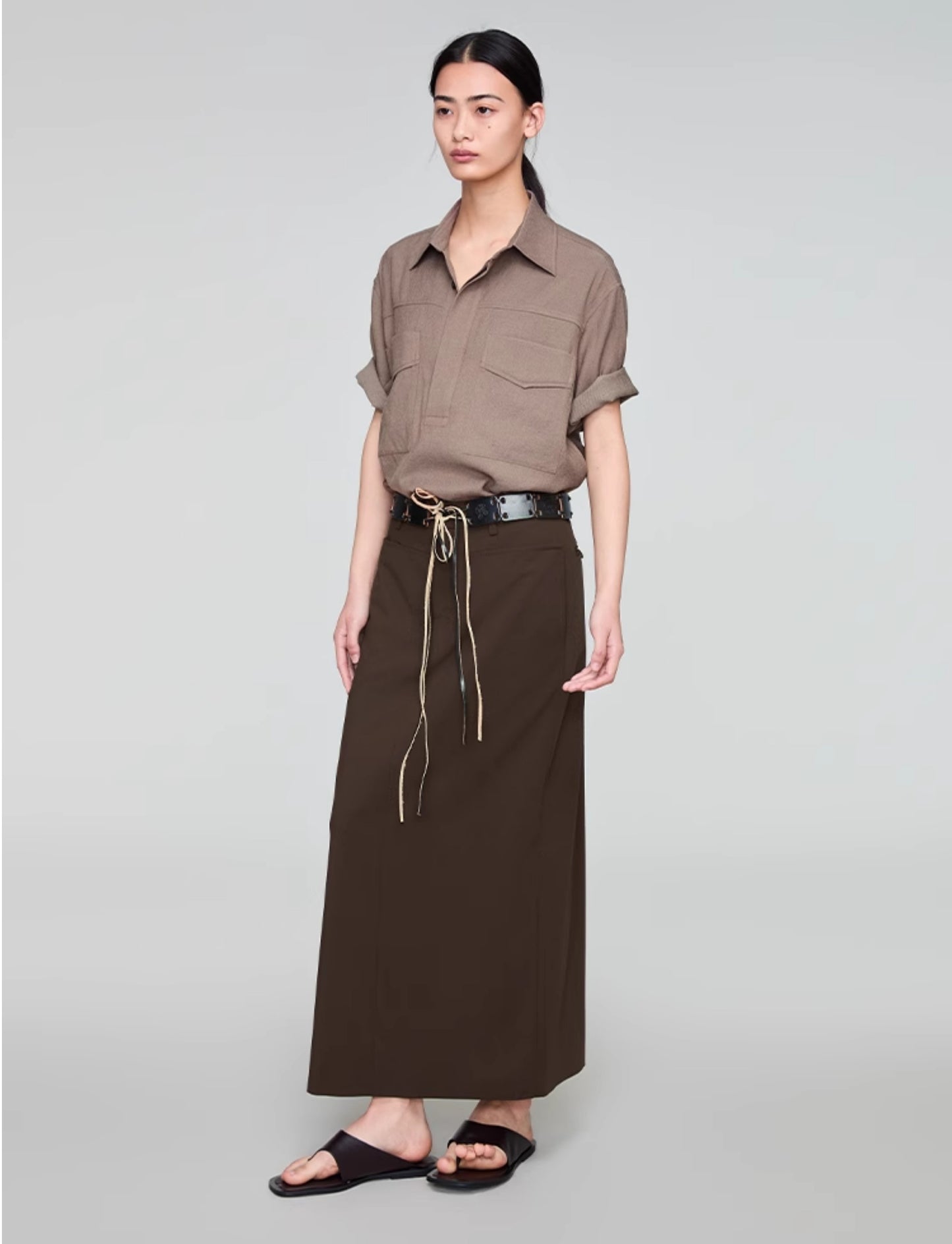 Retro Lapel Draped Casual Shirt