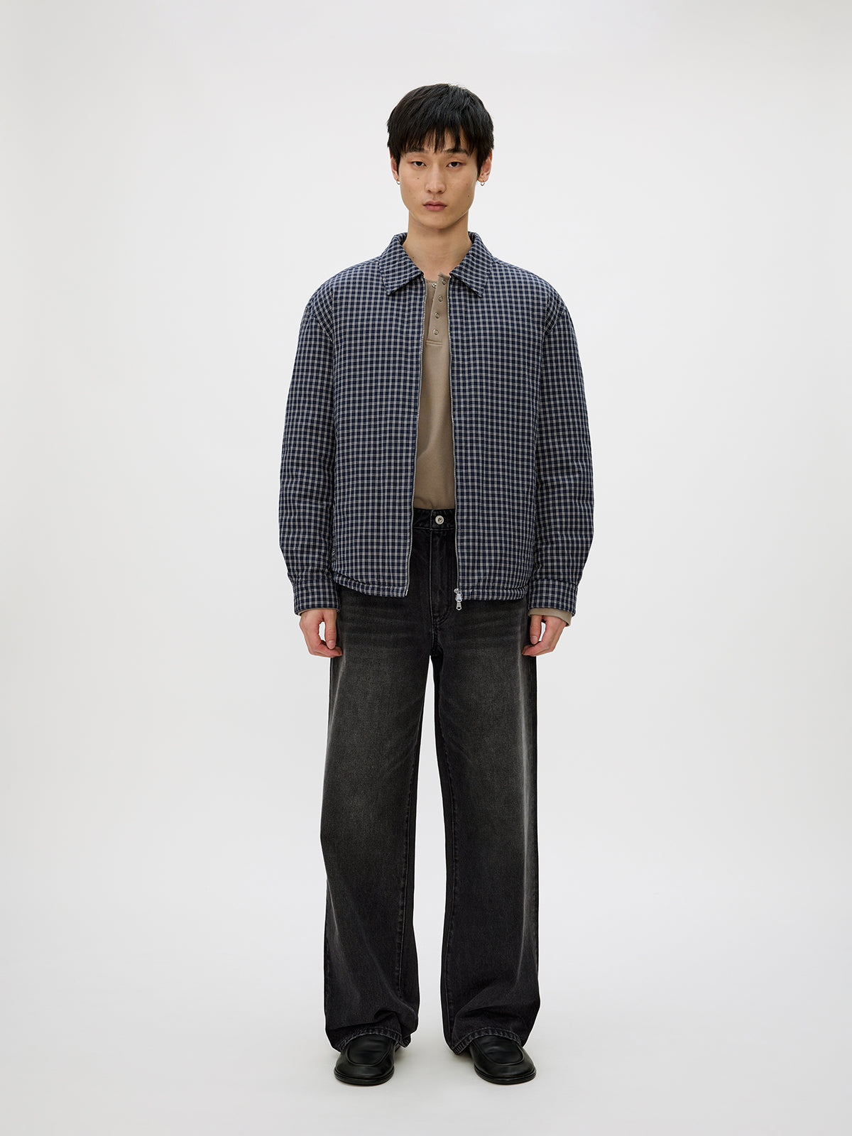 Checkered White Duck Down Jacket