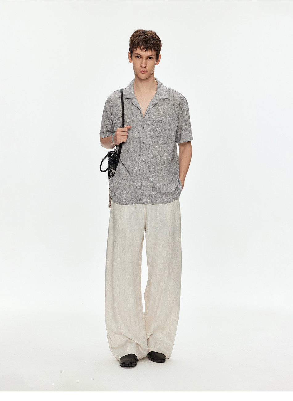 Cuban-Collar Sheer Shirt