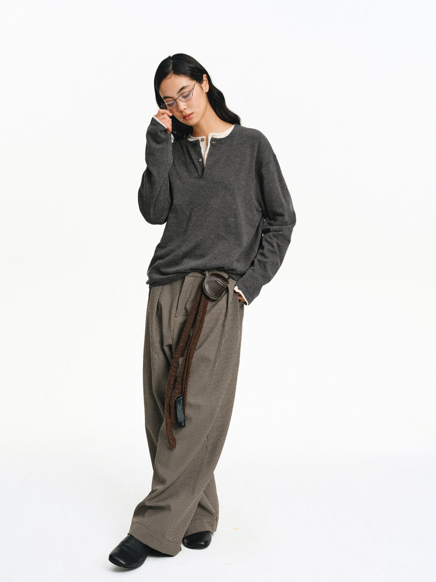 4-Pleat Wide-Leg Pants