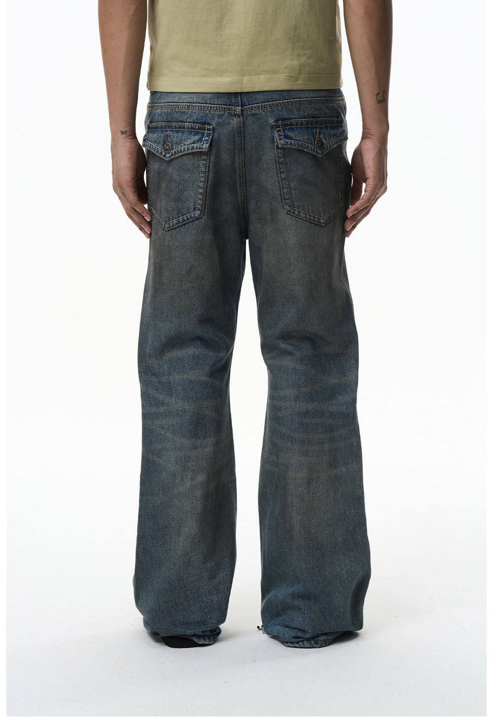 Double Chunky Thread-Washed Dirty Jeans