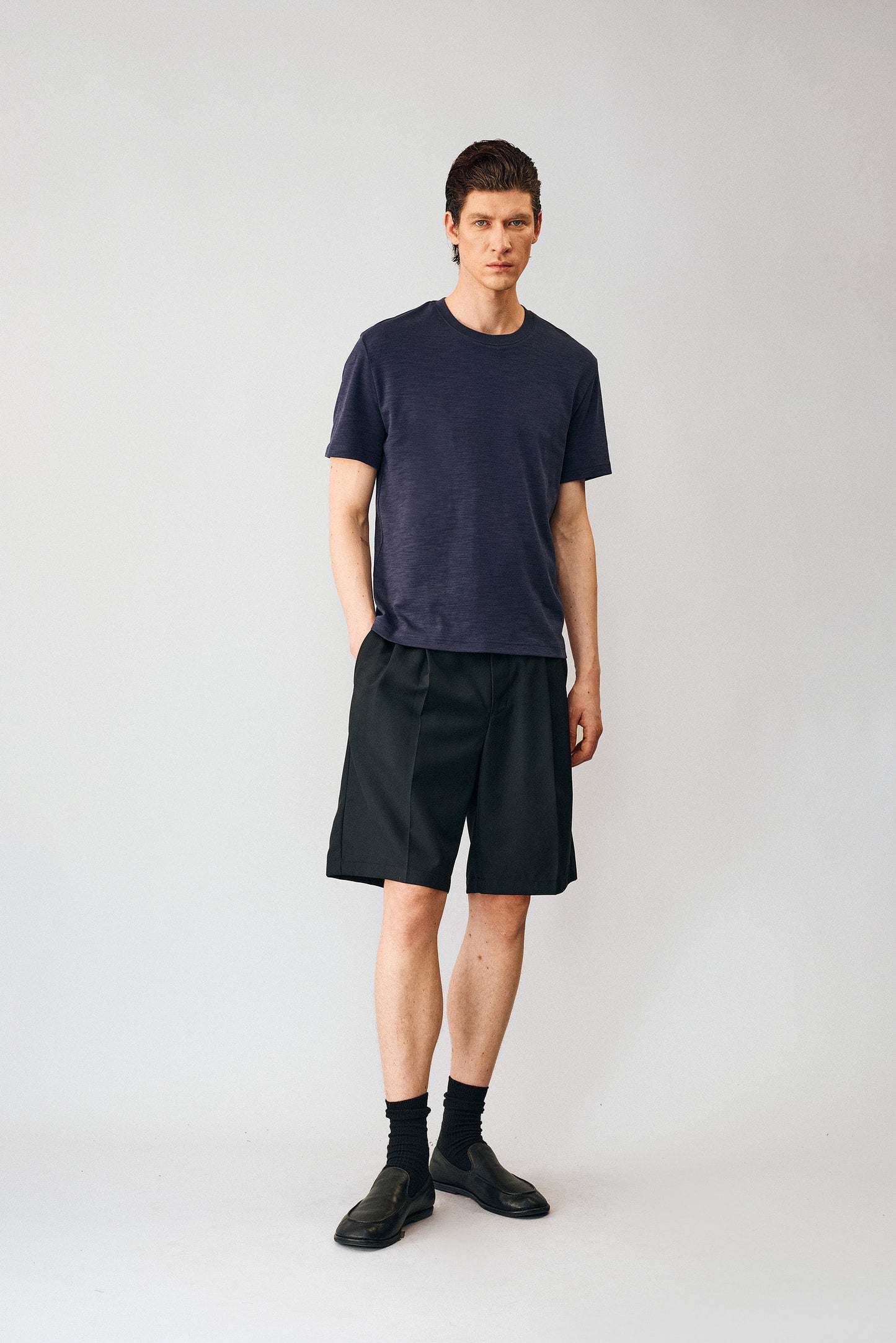 Double-Pleated Shorts