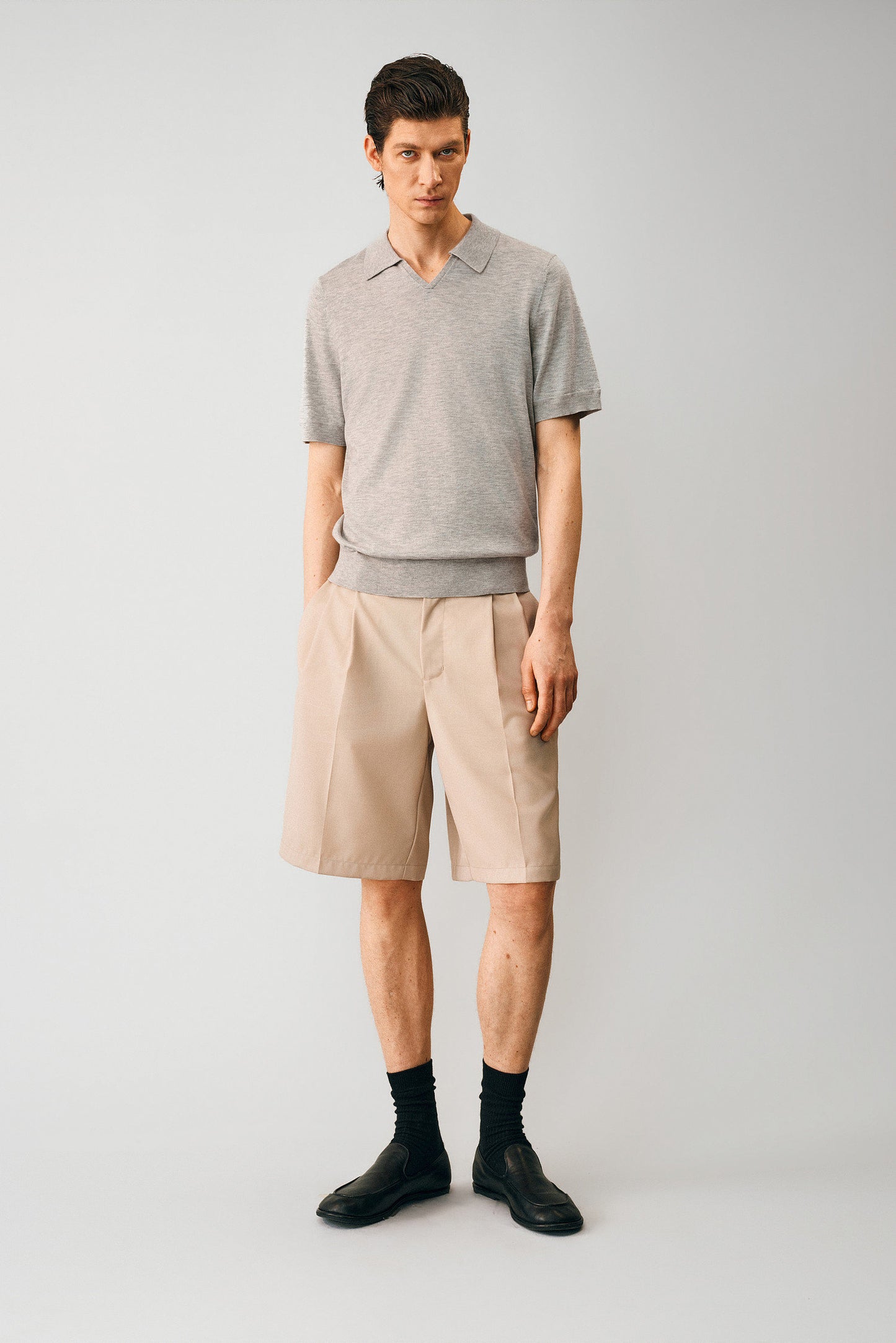 Double-Pleated Shorts