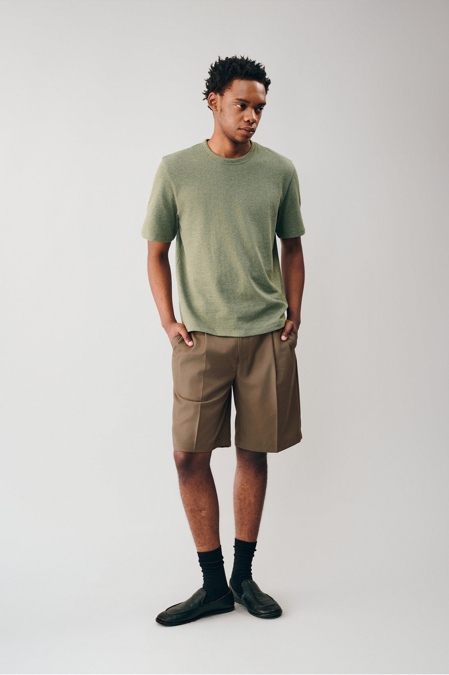 Double-Pleated Shorts