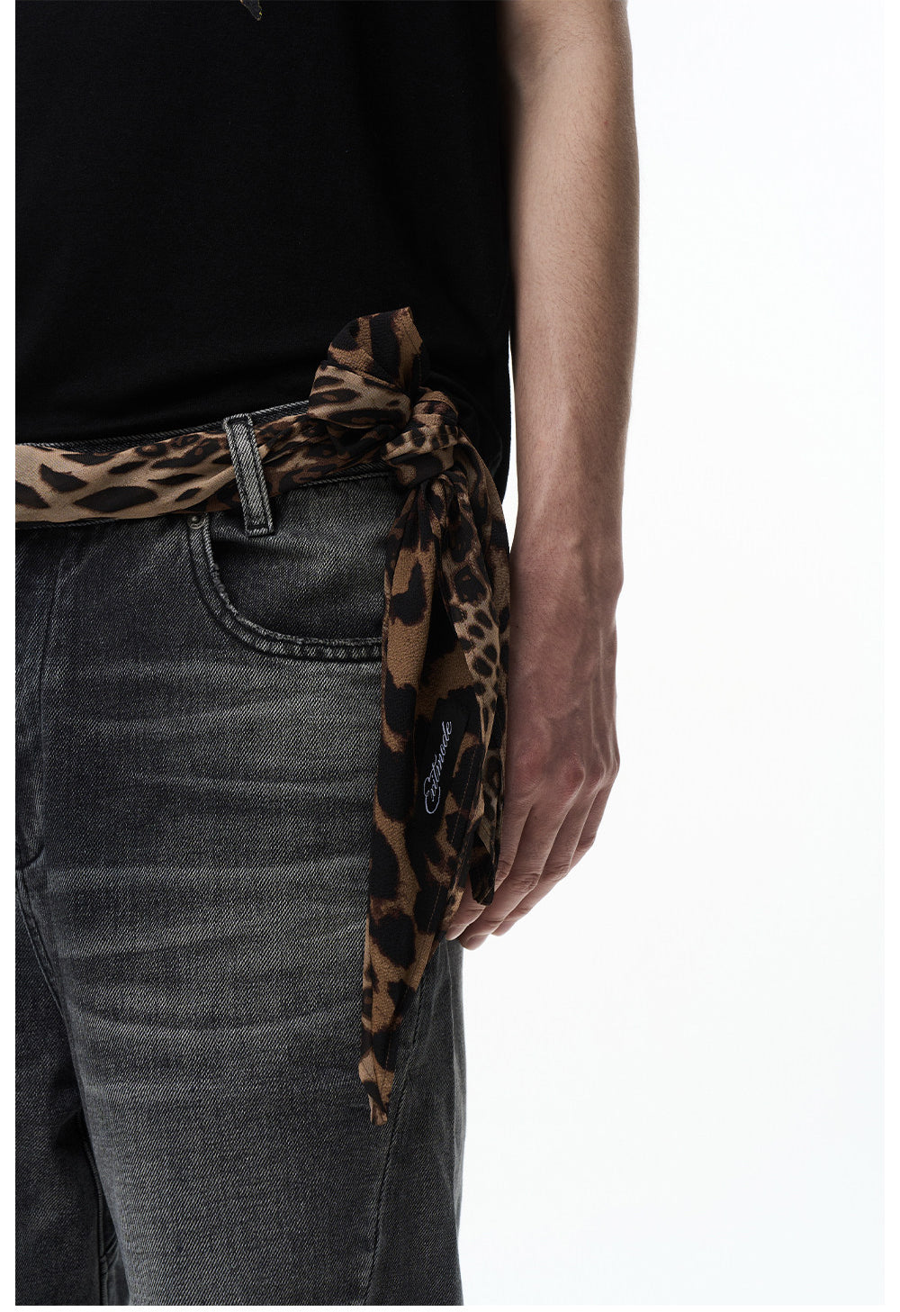 Leopard-Print Patchwork Scarf