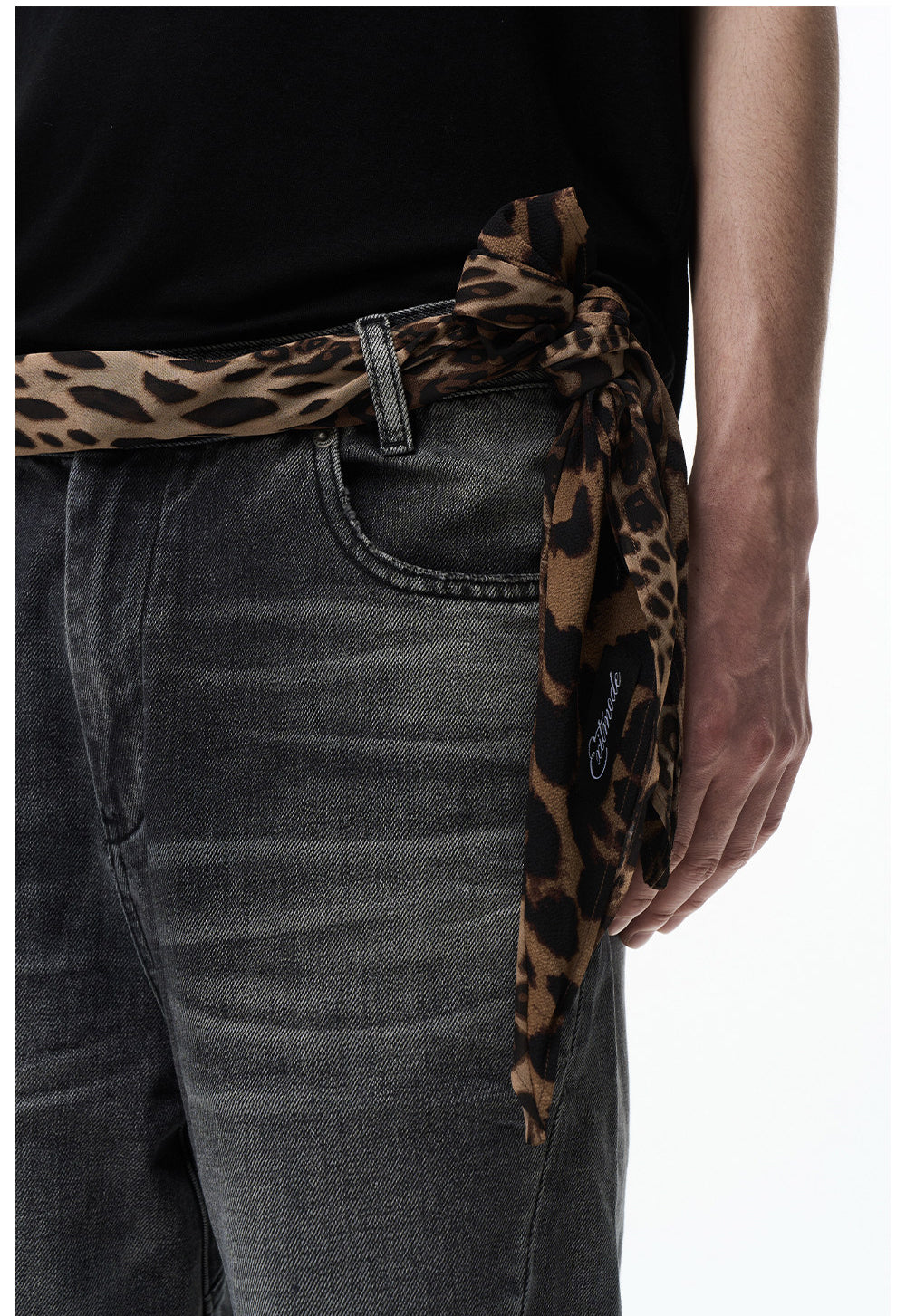 Leopard-Print Patchwork Scarf