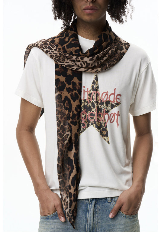 Leopard-Print Patchwork Scarf