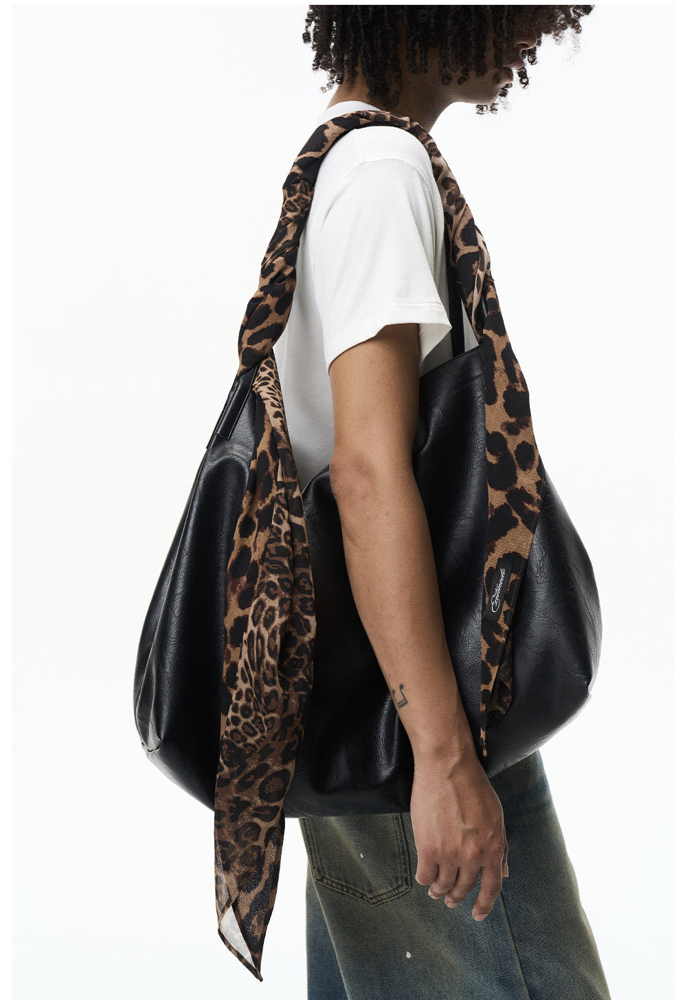 Leopard-Print Patchwork Scarf
