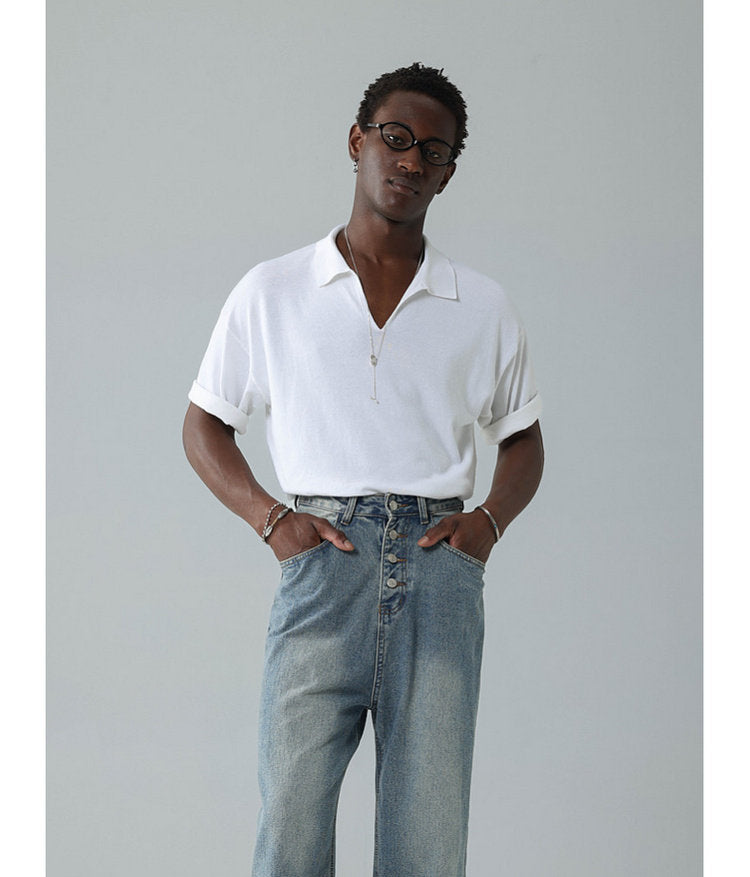 Small V-neck polo shirt