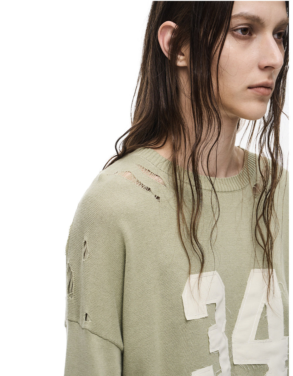 Patch-Embroidered Knit Pullover Sweater