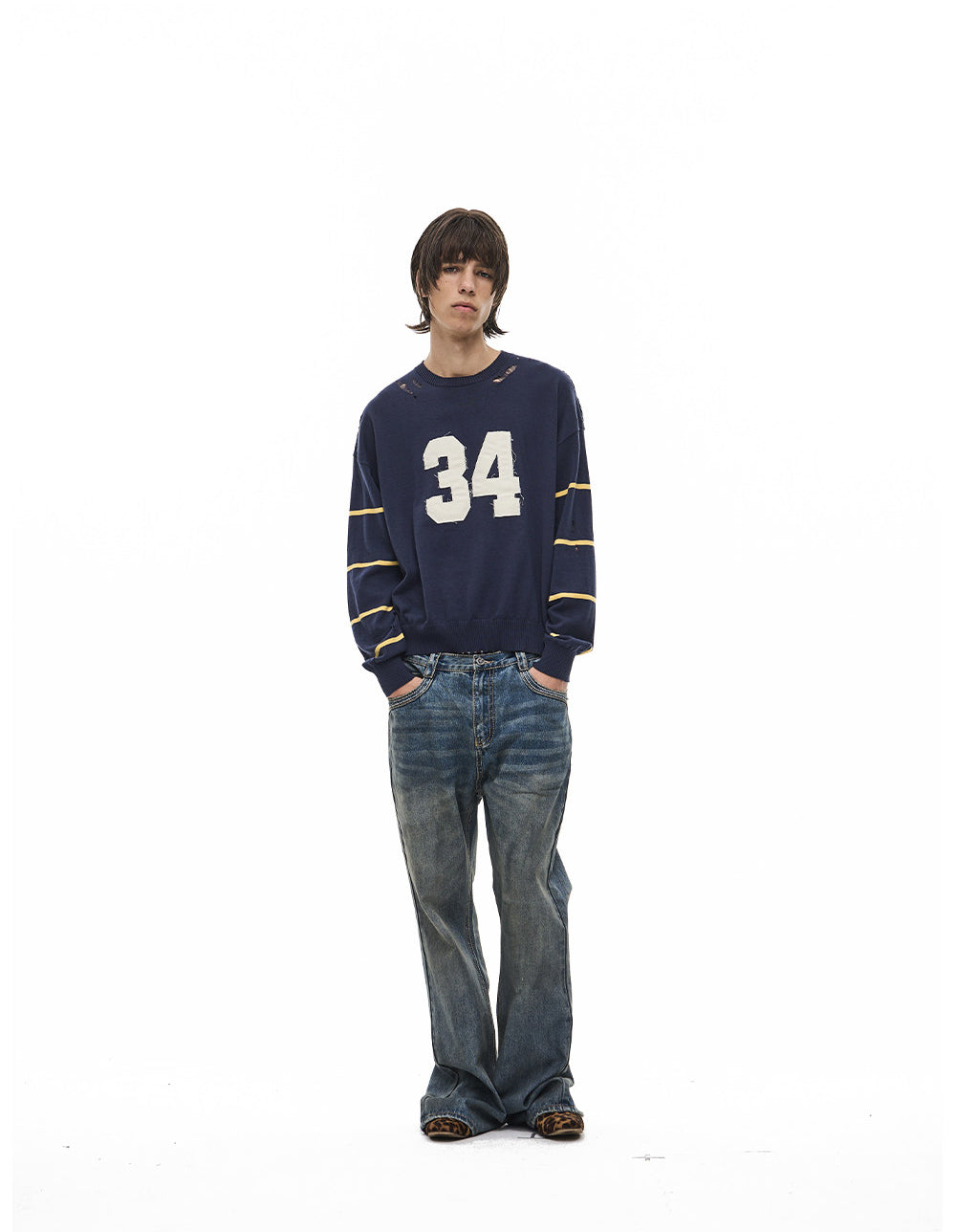 Patch-Embroidered Knit Pullover Sweater