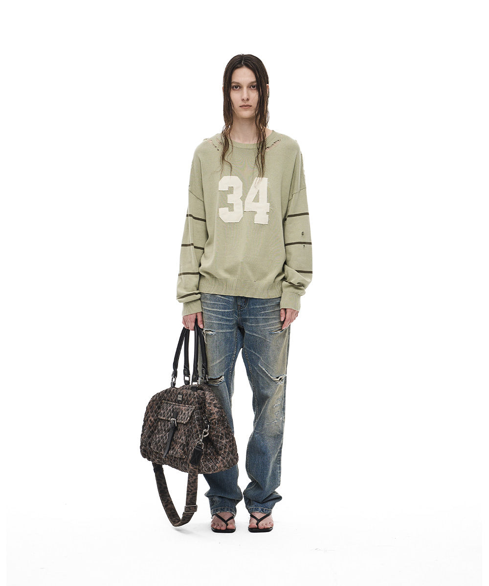 Patch-Embroidered Knit Pullover Sweater