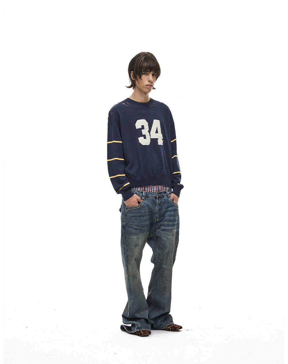 Patch-Embroidered Knit Pullover Sweater