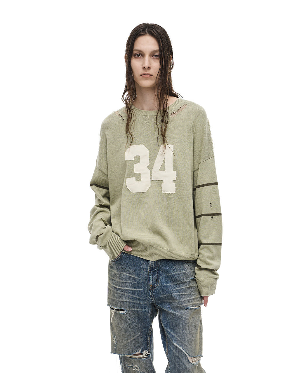 Patch-Embroidered Knit Pullover Sweater